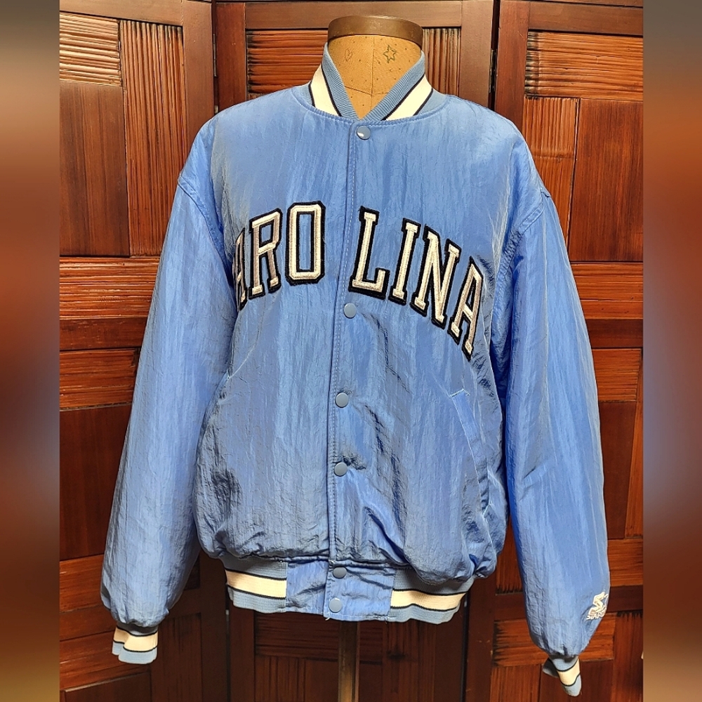 Vintage Mens 90s Carolina Tarheels Puffy Varsity Bomber Jacket  Size Medium